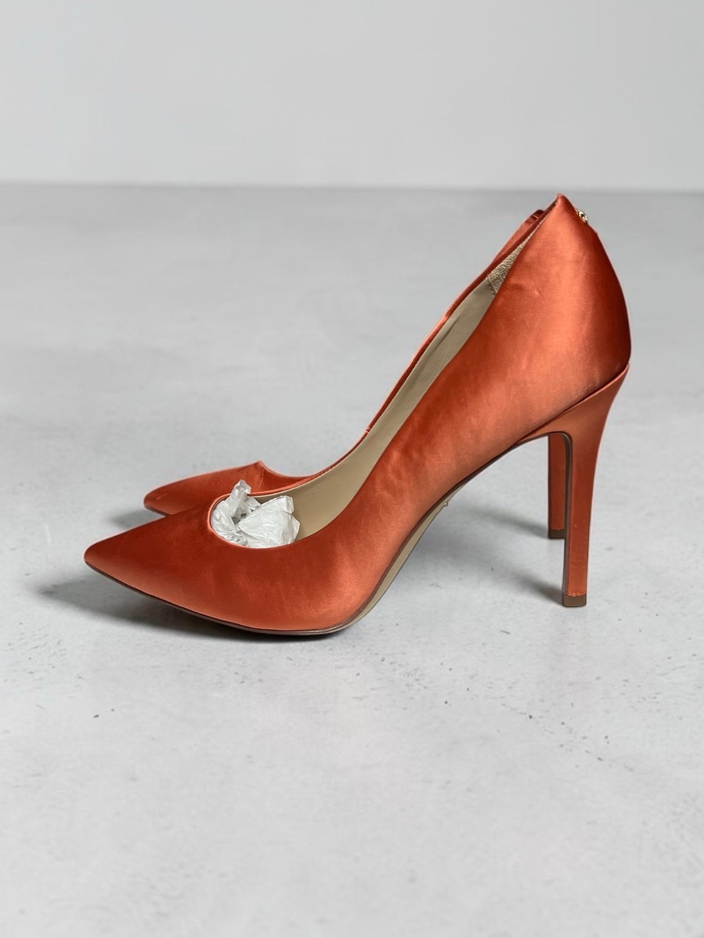 🌻NWT Sam Edelman Hazel Pointed Toe Pump Orange Satin High Heel Dress Shoes sz 9